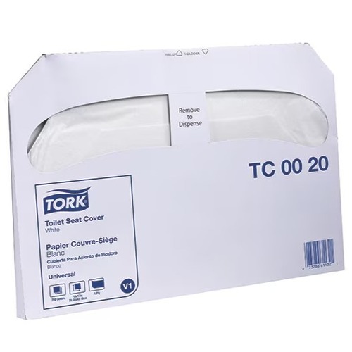  | Tork TC0020 14.5 in. x 17 in. Half-Fold Paper Toilet Seat Cover - White (250/Pack, 20 Packs/Carton) image number 0