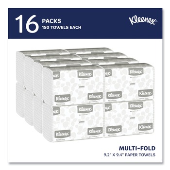 Kleenex 1890 Essential 9.2 in. x 9.4 in. Multi-Fold Paper Towels - White (150-Piece/Pack, 16 Packs/Carton)