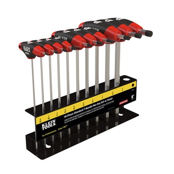 Klein Tools JTH910E 10-Piece 9 in. Blade SAE T-Handle Hex Key Set with Stand