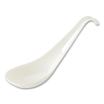 World Centric SP-TP-AS Plastic Asian Soup Spoon TPLA Compostable Cutlery - White (500/Carton)