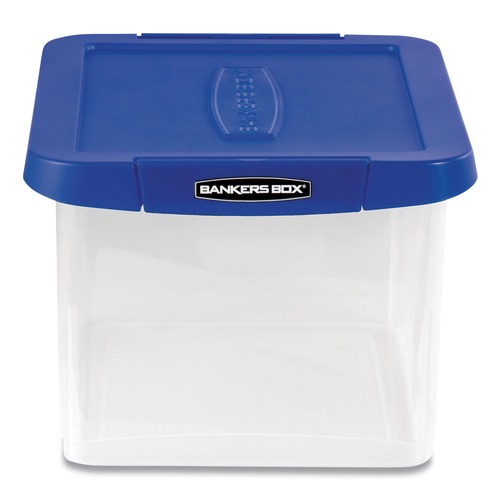 Office Jansan | Bankers Box 0086201 14 in. x 17.38 in. x 10.5 in. Letter/Legal Heavy Duty Plastic File Storage - Clear/Blue image number 0