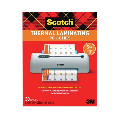 Office Jansan | Scotch TP3854-50 9 in. x 11.5 in. 3 mil Laminating Pouches - Gloss Clear (50/Pack) image number 0