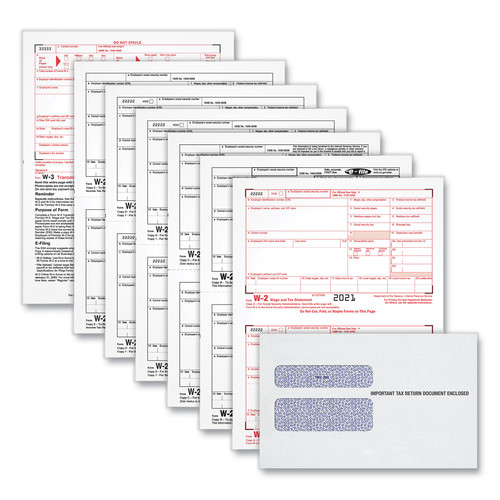 | TOPS 22904KIT W-2 Tax Form/envelope Kits, Six-Part Carbonless, 8.5 X 5.5, 2/page, (24) W-2s And (1) W-3, 24/sets image number 0