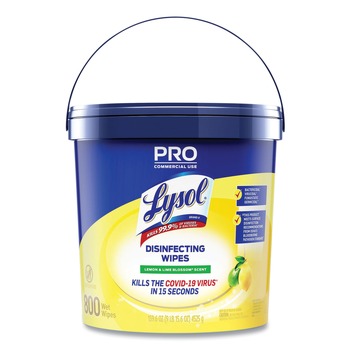 LYSOL Brand 19200-99856 6 in. x 8 in. 1-Ply Professional Disinfecting Wipe Bucket - Lemon and Lime Blossom White