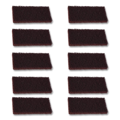 Cleaning Brushes | Boardwalk 7100359808 4.62 in. x 10 in. Heavy-Duty Utility Pad - Brown (10/Carton) image number 0