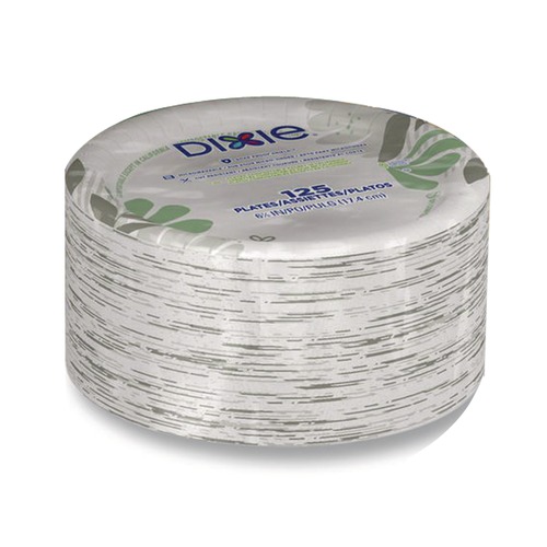 Bowls and Plates | Dixie UX7WS Pathways Soak-Proof Shield WiseSize 6.88 in. Paper Plates - Green/Burgundy (125/Pack) image number 0