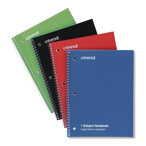 Mothers Day Sale! Save an Extra 10% off your order | Universal UNV66634 10.5 in. x 8 in. 1-Subject Quadrille Rule Wirebound Notebook - Assorted Cover Colors (4/Pack) image number 0