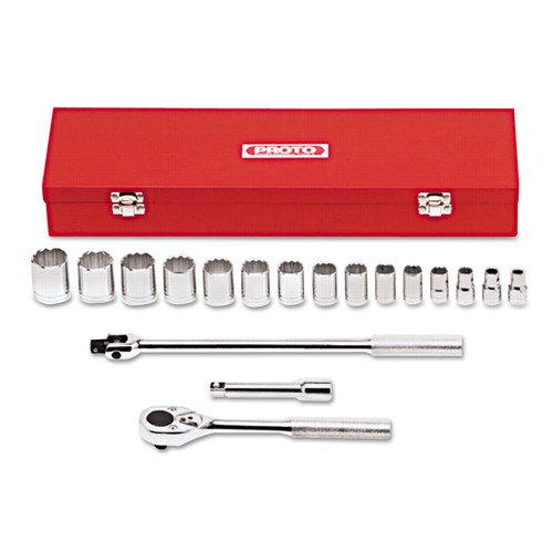 Hand Tool Sets | Proto J54122 18-Piece 1/2 in. Drive 6-Point SAE Mechanic's Tool Set image number 0