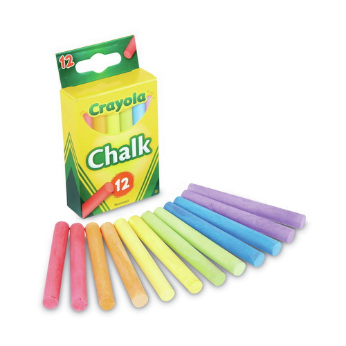 Arts & Crafts Supplies | Crayola 510816 3 in. x 0.38 in. Diameter Chalk - 6 Assorted Colors (12/Box) image number 0