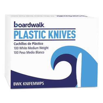 CUTLERY | Boardwalk BWK KNIFEMWPS Mediumweight Polystyrene Cutlery Knife - White (100-Piece/Box)
