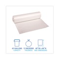 Trash Bags | Boardwalk V8046HNKR02 45 Gallon 13 microns 40 in. x 46 in. High-Density Can Liners - Natural (25 Bags/Roll, 10 Rolls/Carton) image number 4