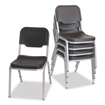 Iceberg 64111 500 lbs. Capacity Rough n Ready Stacking Chair - Black/Silver (4-Piece/Carton)