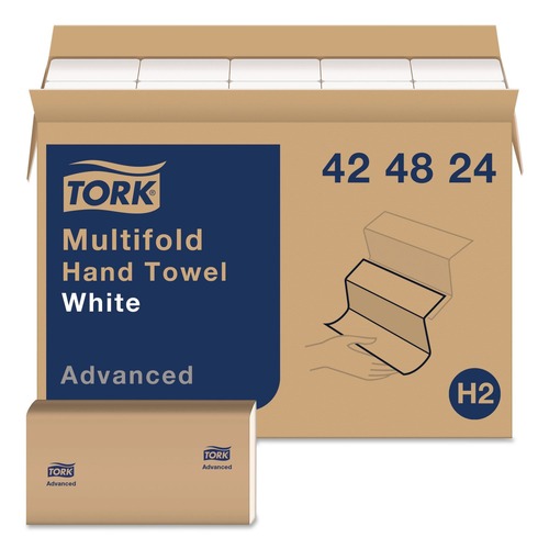 Paper Towels and Napkins | Tork 424824 Advanced 9 x 9.5 1-Ply Multifold Hand Towel - White (16/Carton) image number 0