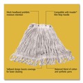 Mops | Rubbermaid Commercial FGD25306WH00 Super Stitch Blend 24 oz. Cotton/Synthetic Wet Mop Head - White/Red (6/Carton) image number 2