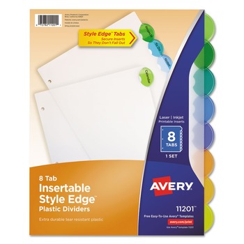 Avery 11 in. x 8.5 in. 8-Tab Insertable Style Edge Tab Plastic Dividers - Translucent (1-Set)