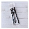 Food Service | Boardwalk BWK3KITBLPP 3-Piece Mediumweight Plastic Fork/Knife/Spoon Polypropylene Cutlery Kit - Black (250/Carton) image number 4