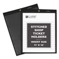  | C-Line 45114 75 Sheet Capacity Stitched One Sided Shop Ticket Holders - Black/Clear (25/Box) image number 1