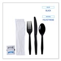 Cutlery | Boardwalk BWKFKTNSMWPSBLA 6-Piece Condiment/Fork/Knife/Napkin/Teaspoon Cutlery Kit - Black (250/Carton) image number 5