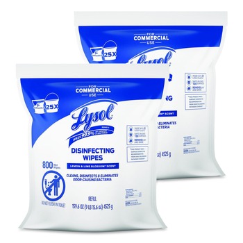LYSOL Brand 6 in. x 8 in. 1-Ply Professional Disinfecting Wipe Bucket Refill - Lemon and Lime Blossom White (2/Carton)