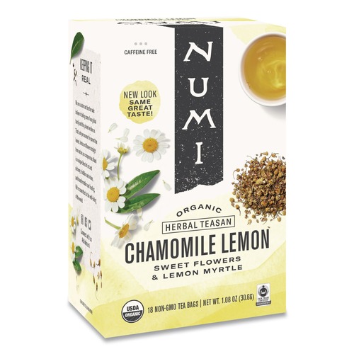 Numi 1.8 oz. Organic Teas and Teasans - Chamomile Lemon (18/Box)