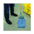 Mops | Boardwalk BWK402BL Cotton/Rayon Fiber Premium Standard Mop Head - Medium, Blue (12/Carton) image number 8