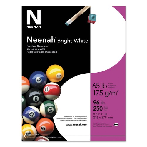 Office Jansan | Neenah Bright White 91904-01 65 lbs. 96 Bright 8-1/2 in. x 11 in. Card Stock - White (250/Pack) image number 0