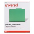  | Universal UNV10202 Bright Colored Pressboard Classification Folders - Letter, Emerald Green (10/Box) image number 0