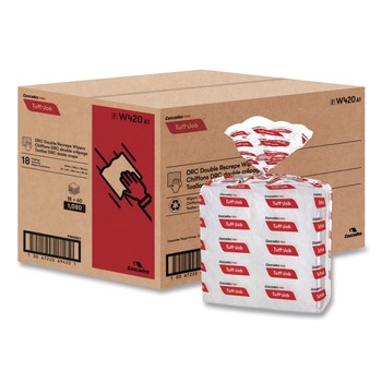 Cascades PRO 12 in. x 13 in. Tuff-Job S400 DRC Medium Wipers - White (18 Packs/Carton)