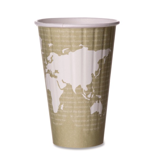 Cups and Lids | Eco-Products EP-BNHC16-WD PLA 16 oz. World Art Renewable and Compostable Insulated Hot Cups (15 Packs/Carton, 40/Pack) image number 0