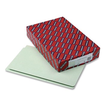 Smead Extra-Heavy Recycled Pressboard Straight End Tab Folders - Legal, Gray/Green (25/Box)