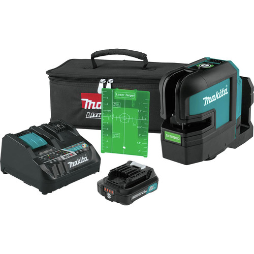 Rotary Lasers | Makita SK105GDNAX 12V max CXT Lithium-Ion Cordless Self-Leveling Cross-Line Green Beam Laser Kit (2 Ah) image number 0