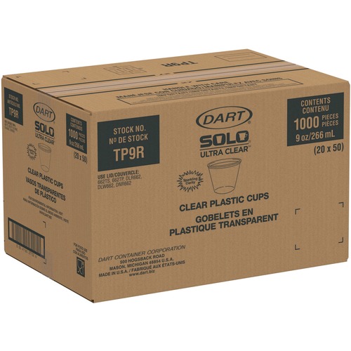 Just Launched | Dart TP9R Ultra Clear 9 oz. Squat PET Cups (50/Bag, 20 Bags/Carton) image number 0