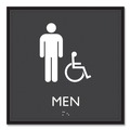 Floor Signs | Headline Sign 66915 8 in. x 8 in. Men Accessible Plastic ADA Sign - Clear/White image number 0