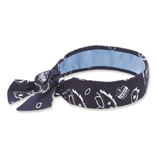 Cooling Gear | Ergodyne 12564 Chill-Its 6700CT One Size Fits Most Cooling Bandana PVA Tie Headband - Navy Western image number 0