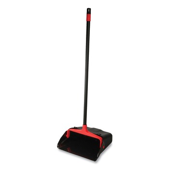 Nexstep Commercial Products 30 in. Handle 13 in. x 35 in. Maxi-Plus Plastic Lobby Dust Pan with Rear Wheels - Black (6/Carton)