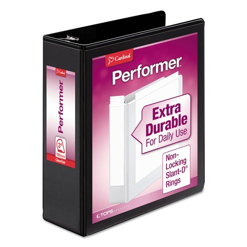 Office Jansan | Cardinal 17601 Performer 3 Slant D Ring 3 in. Capacity ClearVue Binder - Black image number 0