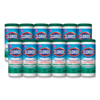 Clorox 7 in. x 8 in. 1-Ply Bleach Free Disinfecting Wipes - Fresh Scent, White (12 Canisters/Carton)