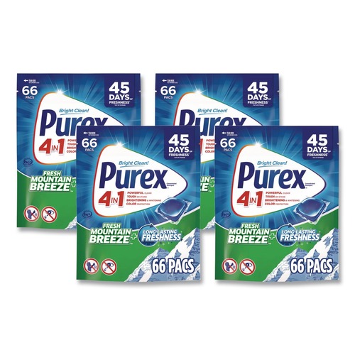 Cleaning & Janitorial Supplies | Purex 24200 05524 4-in-1 Laundry Detergent Pacs (4/Carton) image number 0