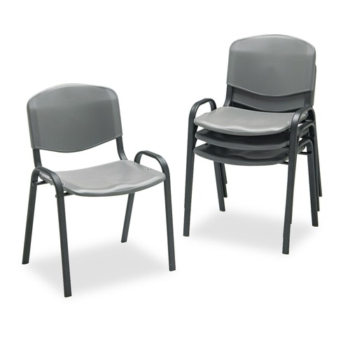  | Safco 4185CH 250 lbs. Capacity Stacking Chairs - Charcoal/Black (4/Carton) image number 0
