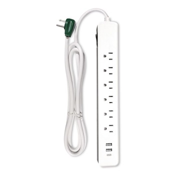 GoGreen Power 6 ft. Cord 450 Joules 6 AC Outlets/3 USB Ports Surge Protector with USB - White