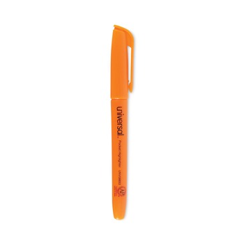 Universal UNV08853 Chisel Tip Fluorescent Orange Ink Orange Barrel Pocket Highlighters (1 Dozen)