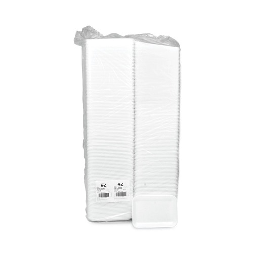 Food Service | Pactiv Corp. 0TF100200000 8.2 in. x 5.7 in. x 0.91 in. No. 2 Foam Supermarket Tray - White (500/Carton) image number 0