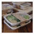 Food Trays, Containers, and Lids | World Centric TR-SC-U8-LFP 6.02 in. x 8.02 in. x 1.5 in. 17 oz. Sugarcane Fiber Containers - Natural (400/Carton) image number 2