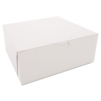 SCT 10 in. x 10 in. x 4 in. Non-Window Paper Bakery Boxes - White (100/Carton)
