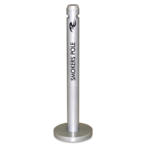 Smoking Receptacles | Rubbermaid Commercial FGR1SM 4 in. x 41 in. 0.9 gal. Round Steel Smoker's Pole - Silver image number 0