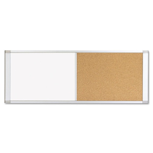 White Boards | MasterVision XA42003700 48 in. x 18 in. Combo Cubicle Workstation Dry Erase/Cork Board - Tan/White Surface, Aluminum Frame image number 0