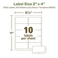 Office Jansan | Avery 48163 2 in. x 4 in. EcoFriendly Mailing Labels for Inkjet/Laser Printers - White (10/Sheet, 100 Sheets/Box) image number 4