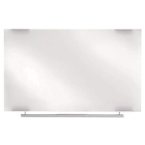 Office Jansan | Iceberg 31140 48 in. x 36 in. Clarity Glass Dry Erase Board with Aluminum Trim - White Surface/Satin Aluminum Frame image number 0