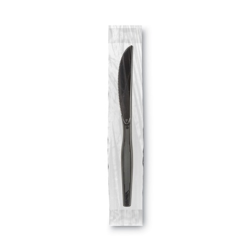 Cutlery | Dixie KM5W540 7 in. Grab'N Go Wrapped Knives - Black (540/Carton) image number 0