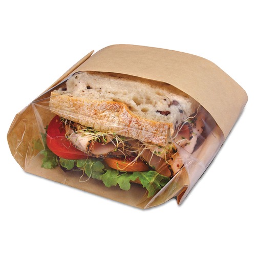 Food Trays, Containers, and Lids | Bagcraft 300094 9.5 in. x 2.75 in. 2.35 mil. Dubl View Sandwich Bags - Natural Brown (500/Carton) image number 0